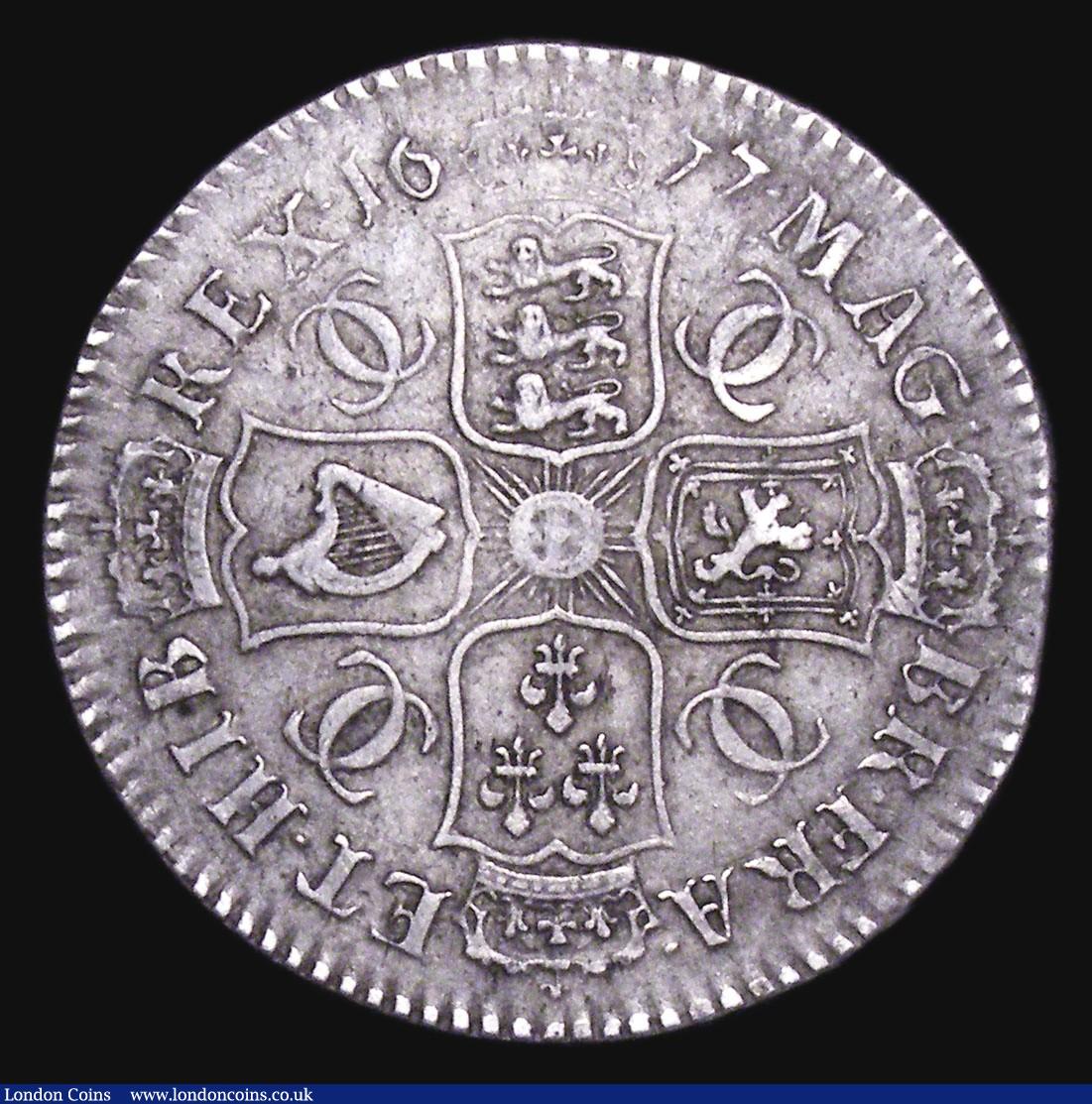 London Coins : A155 : Lot 587 : Halfcrown 1677 ESC 479 VF/GF with grey tone 