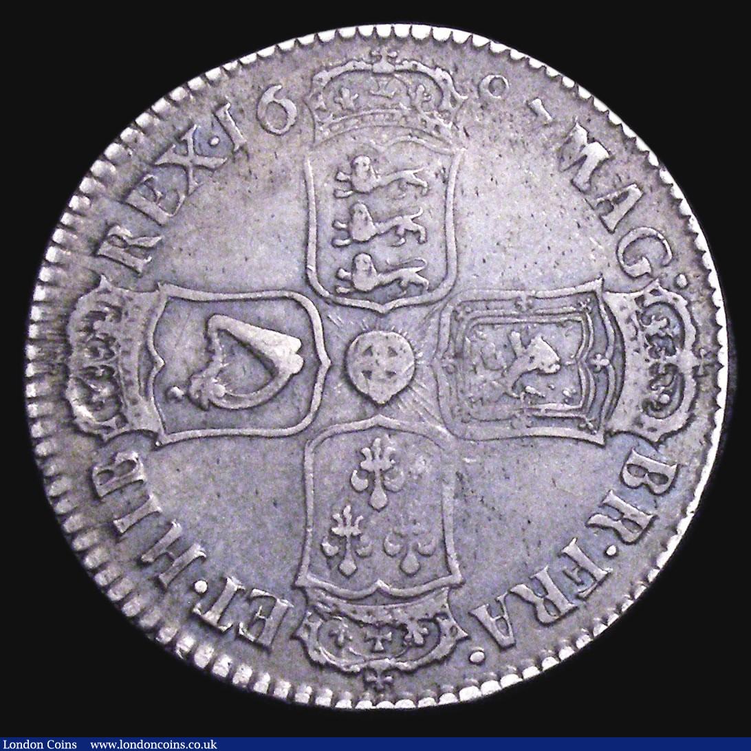 London Coins : A155 : Lot 591 : Halfcrown 1687 First Bust ESC 498 Good Fine/Fine with some light haymarking