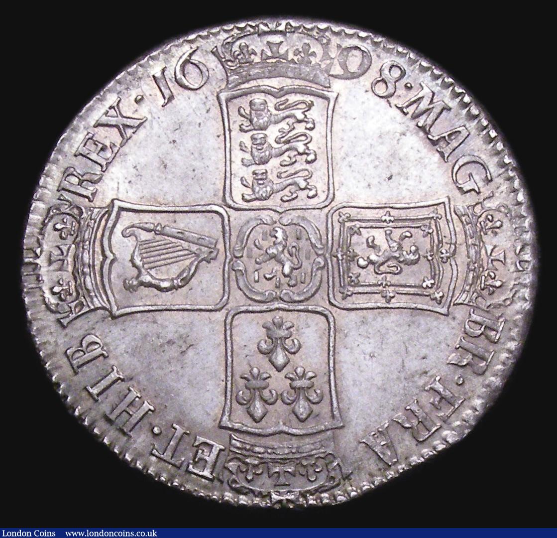 London Coins : A155 : Lot 598 : Halfcrown 1698 DECIMO ESC 554 EF/GEF with hints of golden tone, Ex-KB Coins January 2004 