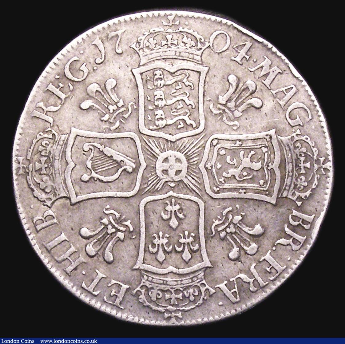 London Coins : A155 : Lot 602 : Halfcrown 1704 Plumes ESC 570 Near Fine/Fine, Rare