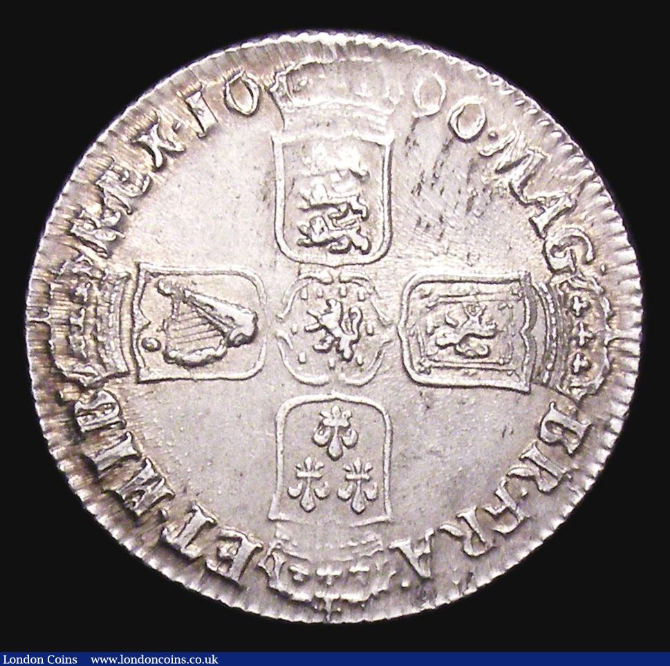 London Coins : A155 : Lot 637 : Shilling 1696 First Bust ESC 1078 EF the reverse with some light haymarking