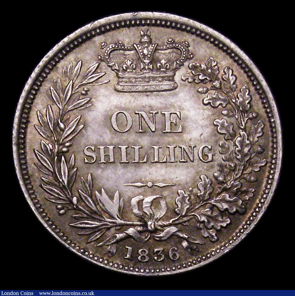 London Coins : A155 : Lot 654 : Shilling 1836 ESC 1273 GEF and attractively toned