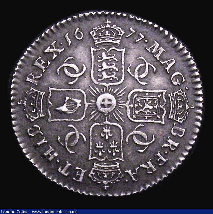 London Coins : A155 : Lot 660 : Sixpence 1677 ESC 1516 NEF with even grey tone, a pleasing example with much eye appeal