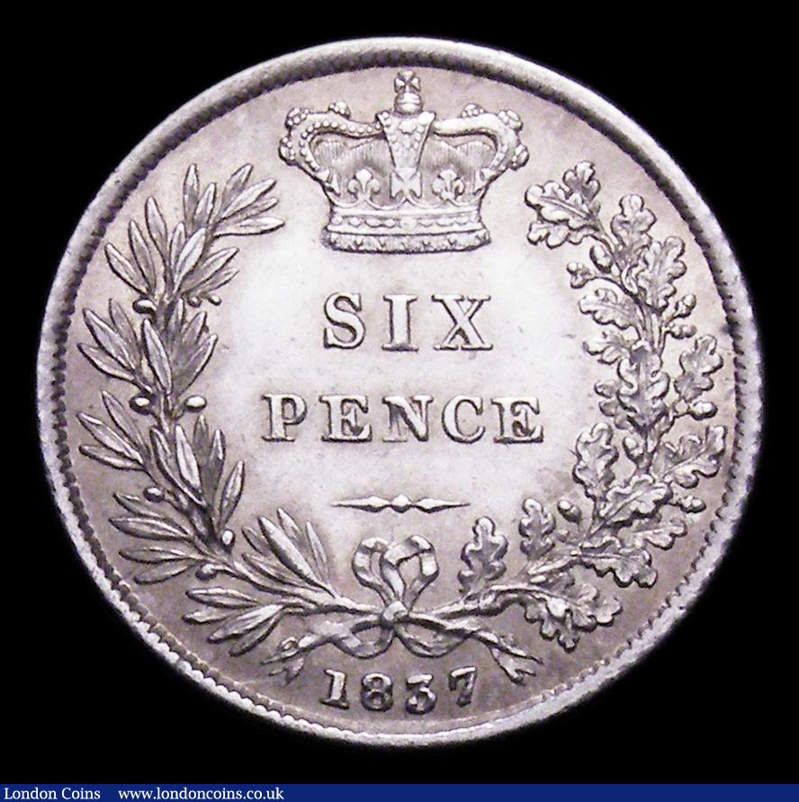 London Coins : A155 : Lot 679 : Sixpence 1837 as ESC 1670 with BR of BRITT double struck Bright EF