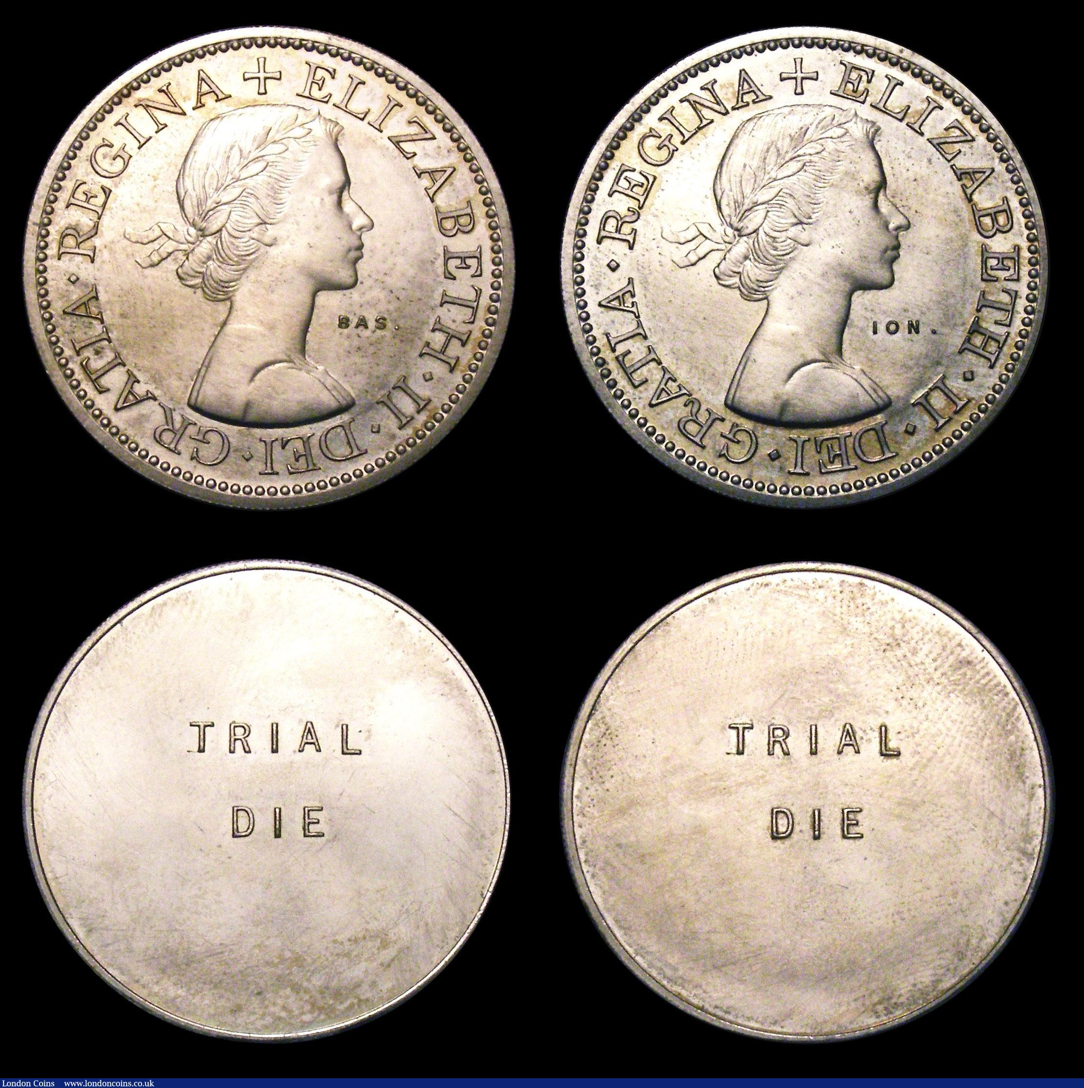 London Coins : A155 : Lot 84 : Florins Elizabeth II Florin Engraver's Trial pieces undated c.1961 (5) each with TRIAL DIE on t...
