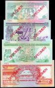 London Coins : A155 : Lot 1981 : Seychelles (4) SPECIMENS No.0302, 10 rupees, 25 rupees, 50 rupees & 100 rupees, all issued 1989 ...