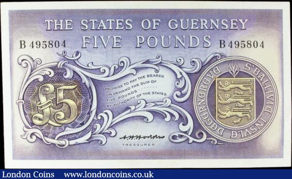 Guernsey £5 issued 1969-75 series B495804, Hodder signature, Pick46b, EF to GEF : World Banknotes : Auction 156 : Lot 154
