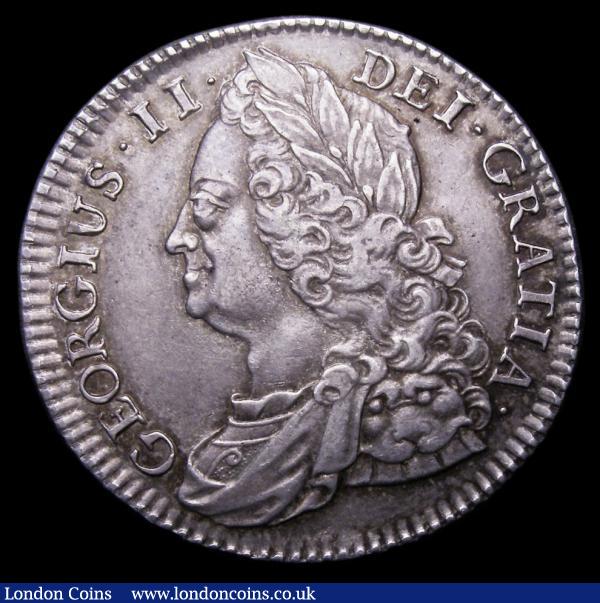 Halfcrown 1745 5 over 3 Roses ESC 604A EF and pleasing, the reverse with underlying tone, slabbed and graded LCGS 65 : English Coins : Auction 156 : Lot 2211