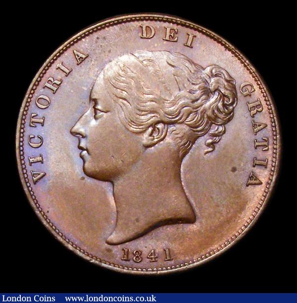 Penny 1841 REG No Colon Peck 1484 UNC/AU the obverse nicely toned. The reverse with some residual lustre : English Coins : Auction 156 : Lot 2491