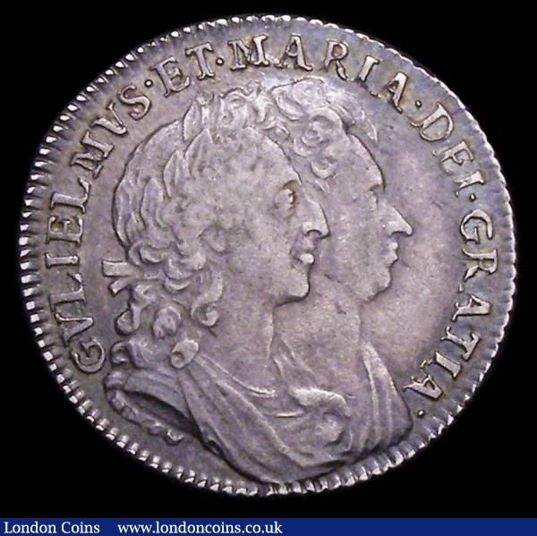 Shilling 1693 9 over 0 ESC 1076A VF with pleasing grey tone, the reverse slightly better : English Coins : Auction 156 : Lot 2567