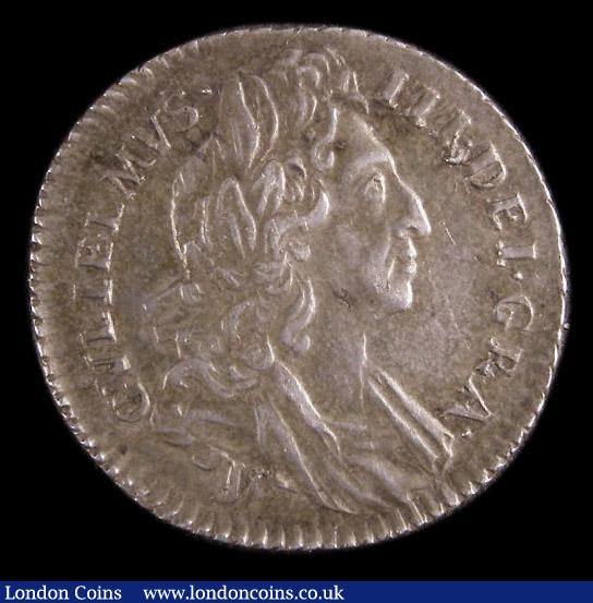 Sixpence 1696y First Bust, Early Harp, Large Crowns, ESC 1539, EF toned, slabbed and graded LCGS 60 : English Coins : Auction 156 : Lot 2735