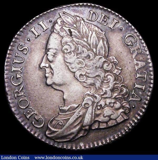 Halfcrown 1745 Roses ESC 604, traces of overstriking on the 7, 4 and 5 of the date, About VF/VF and attractively toned : English Coins : Auction 156 : Lot 3306