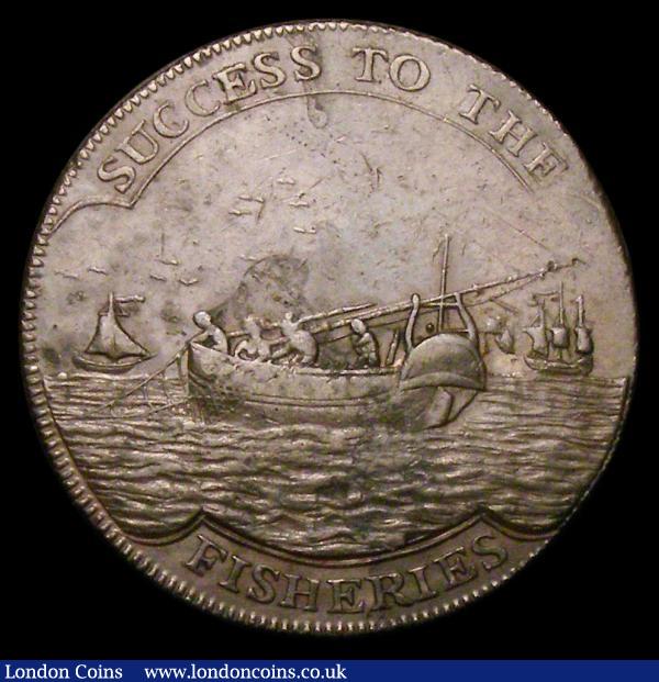 18th Century Halfpenny Suffolk - Lowestoft 1795 Success to the Fisheries, Bathing Machines DH37 GVF, scarce : Tokens : Auction 156 : Lot 669