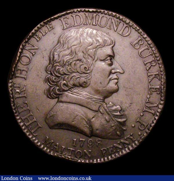 Penny 18th Century Yorkshire - Malton 1798 Edmund Burke, British Orator DH3 VF or near so with some surface marks and edge knocks, Very Rare : Tokens : Auction 156 : Lot 941