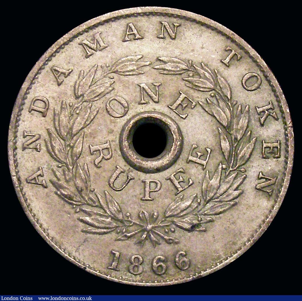 London Coins : A156 : Lot 1049 : Andaman Islands One Rupee Token 1866 KM#Tn2 EF silvered, weight 9.14 grammes, noted by 'British...