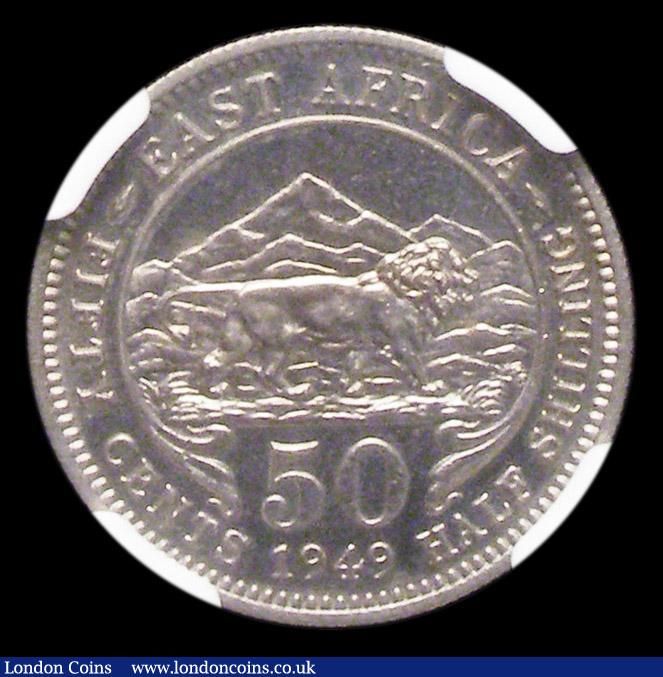 London Coins : A156 : Lot 1166 : East Africa 50 Cents - Half Shilling 1949 Proof KM#30 in an NGC holder and graded PF64