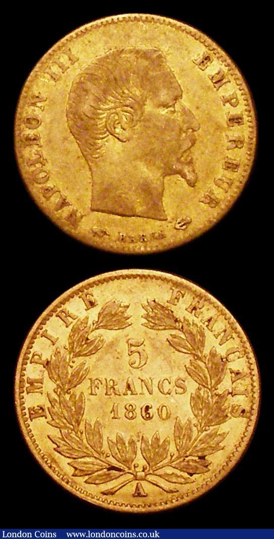 London Coins : A156 : Lot 1184 : France (2) 10 Francs 1858A KM#784.3 Good Fine, 5 Francs Gold 1860A KM#787.1 Fine/VF