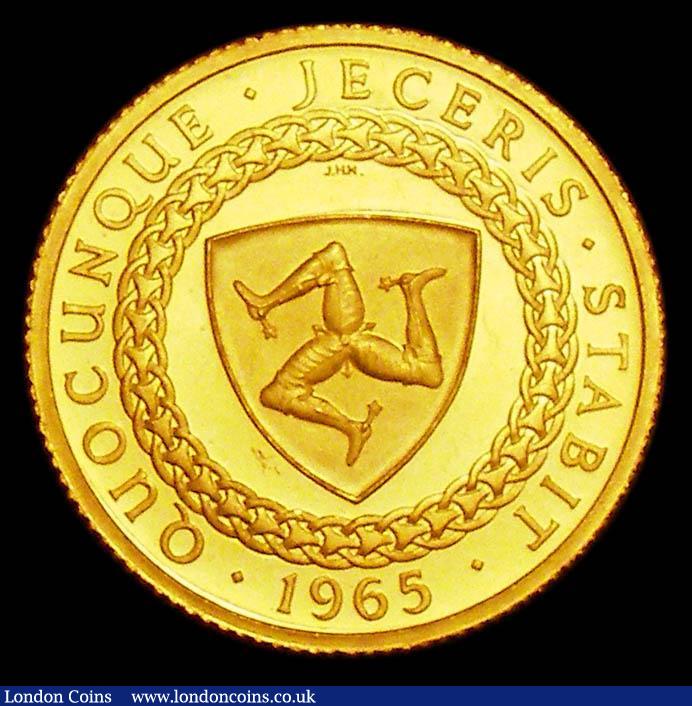 London Coins : A156 : Lot 1271 : Isle of Man One Pound 1965 Bicentenary of the Reinvestment Act Gold Proof S.7421 UNC and lustrous wi...