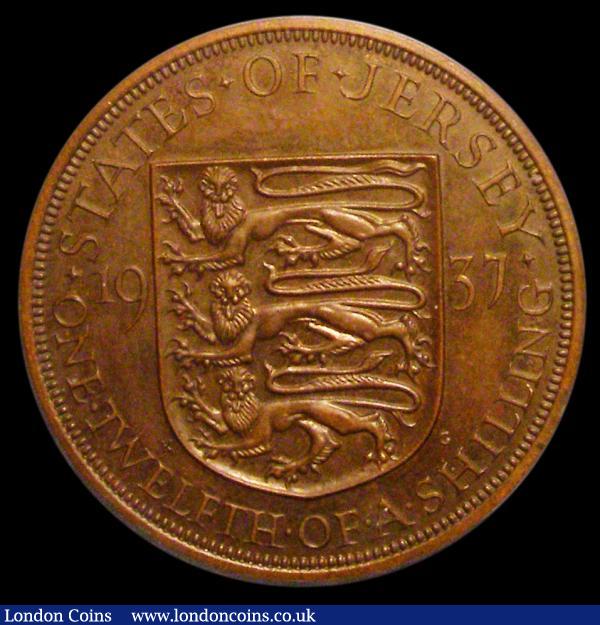 Jersey 1/12th Shilling 1937 Proof S.7017 in an LCGS holder slabbed and graded LCGS 85 : World Coins : Auction 156 : Lot 1291