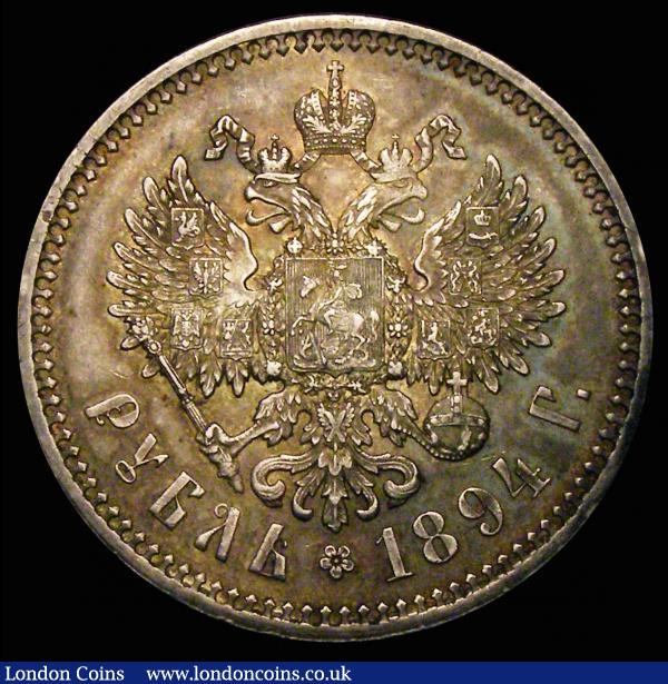 Russia Rouble 1894 AГ C#46 GVF toned, Rare with a mintage of just 3007 pieces : World Coins : Auction 156 : Lot 1344