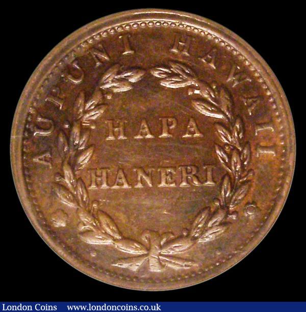USA - Hawaii Keneta 1847 Plain 4, not taller than the 7 Breen 8029, 13 berries, in an NGC holder and graded AU55 BN we note that the vast majority of these pieces have the Crosslet 4 in the date, the Plain 4 being far scarcer : World Coins : Auction 156 : Lot 1400