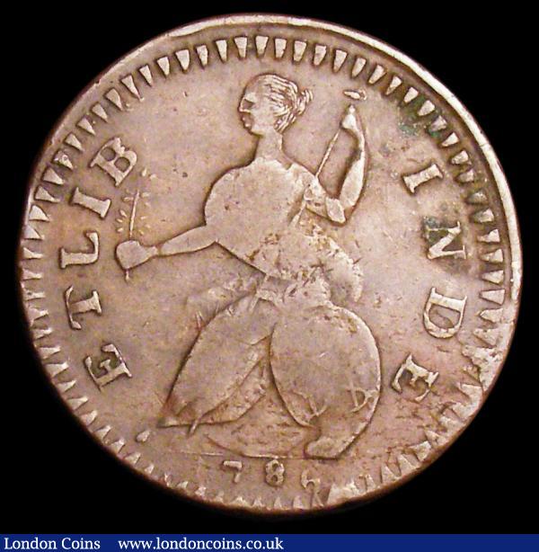 USA Halfpenny Connecticut 1786 ETLIB INDE legend, Medium Head, Breen 743, Miller 2.1A struck on a heavier flan of 9.17 grammes, Fine or better with some spots  : World Coins : Auction 156 : Lot 1429