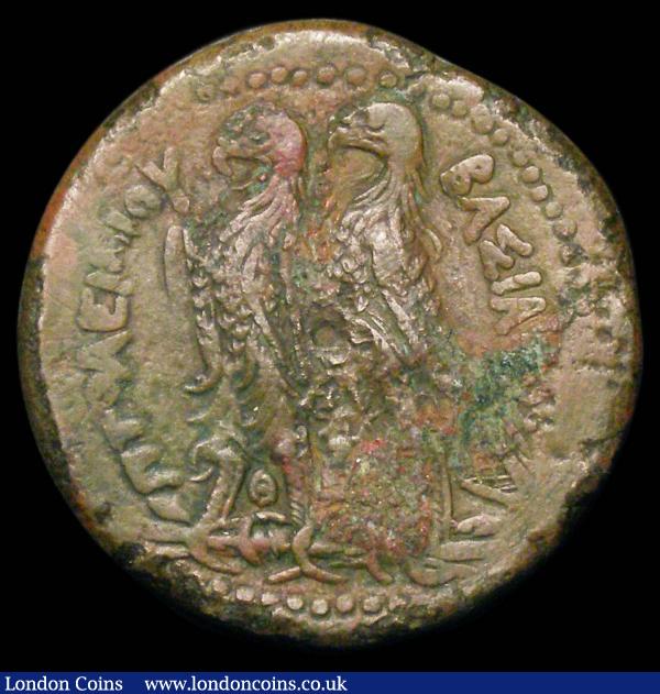 Egypt.  Ptolemy II.  Ae 40.  C, 285-246 BC.  Alexandria mint.  Rev; Two eagles standing left, monogram between first eagles legs.  SNG Cop 145.  Some surface deposits.  67.01g.  G Fine : Ancient Coins : Auction 156 : Lot 1649