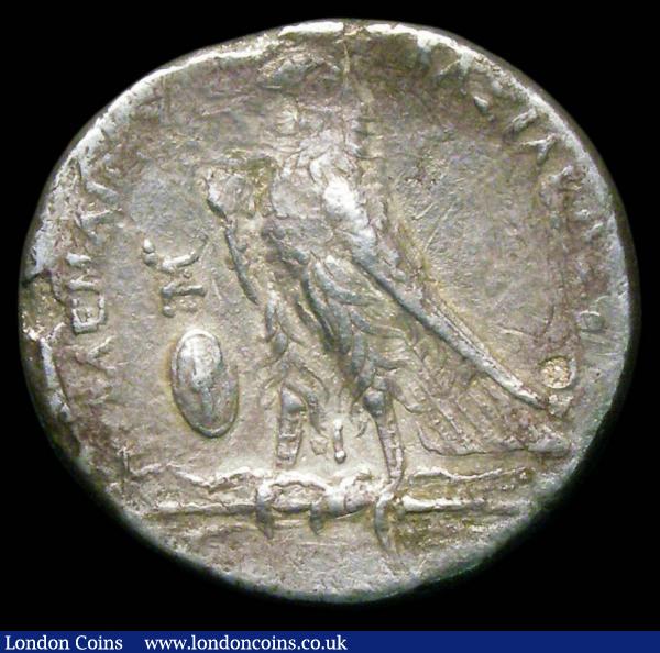 Egypt.  Ptolemy II.  Ar tetradrachm.  C, 285-246 BC.  Alexandria mint.  Rev; Eagle standing left, monogram and shield in field.  SNG Cop 110.  Clipped edge.  12.89g  G Fine : Ancient Coins : Auction 156 : Lot 1650