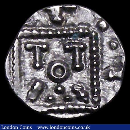 London Coins : A156 : Lot 1675 : Anglo-Saxon Continental Ar Sceat.  C, 695-740.  Series E.  Obv; Degenerated head.  Rev; Standard, TO...