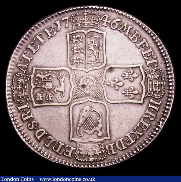 Halfcrown 1746 LIMA 6 over 5 ESC 607 GVF with a spot on the French shield, Rare : English Coins : Auction 156 : Lot 2213