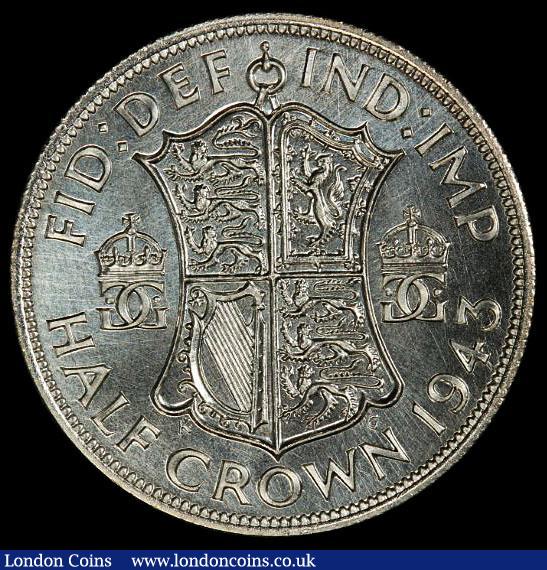 London Coins : A156 : Lot 2319 : Halfcrown 1943 VIP Proof/Proof of record Davies 2036P, Bull 4052, listed as R6, in a PCGS holder and...