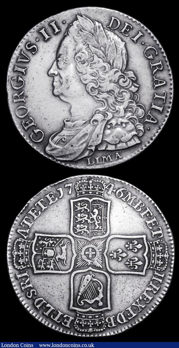 Halfcrowns (2) 1732 Roses and Plumes ESC 596 About Fine, 1746 LIMA ESC 606 VF/NVF : English Coins : Auction 156 : Lot 2320