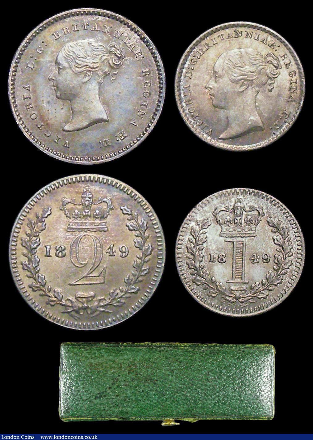 London Coins : A156 : Lot 2407 : Maundy Set 1849 ESC 2459 A/UNC to UNC with an attractive matching tone, the Threepence with a tone l...