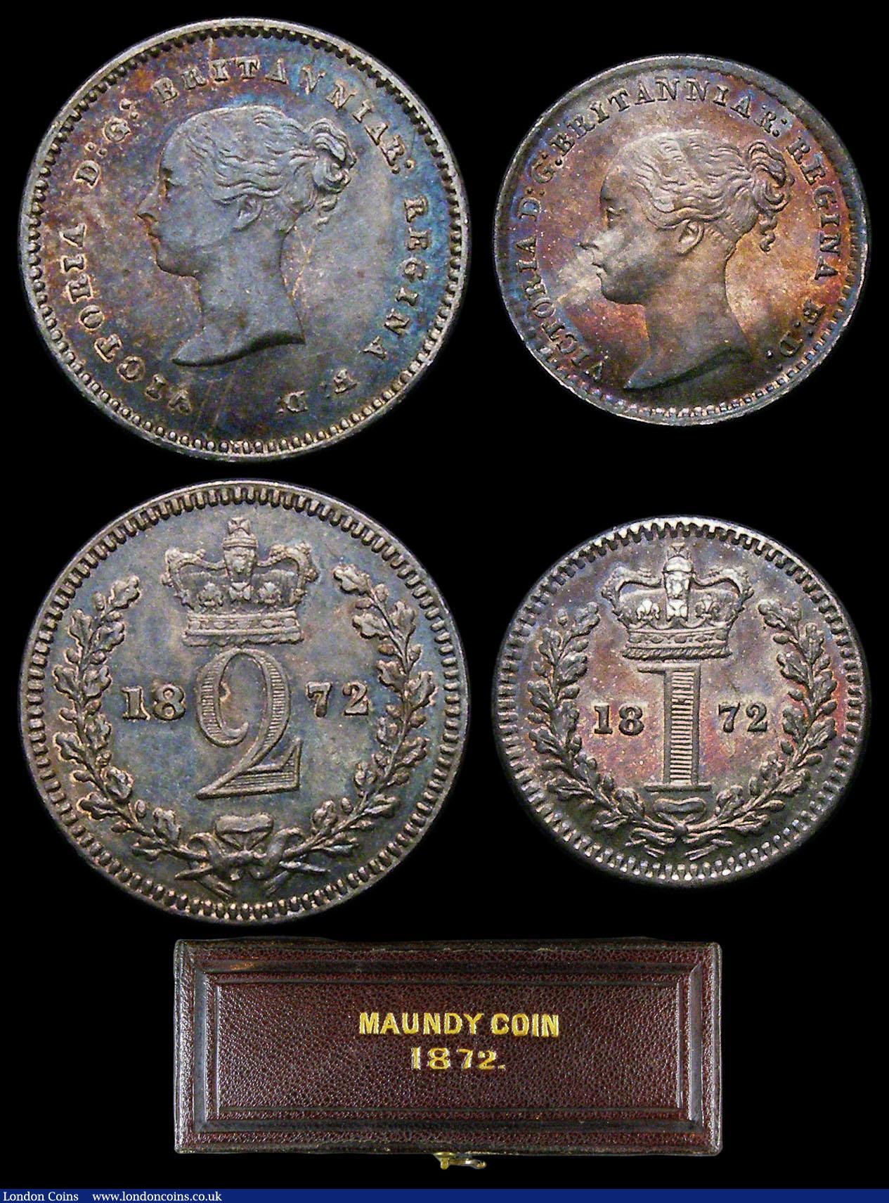 London Coins : A156 : Lot 2430 : Maundy Set 1872 ESC 2485 UNC and with a choice deep and matching tone, the Twopence and Penny with t...