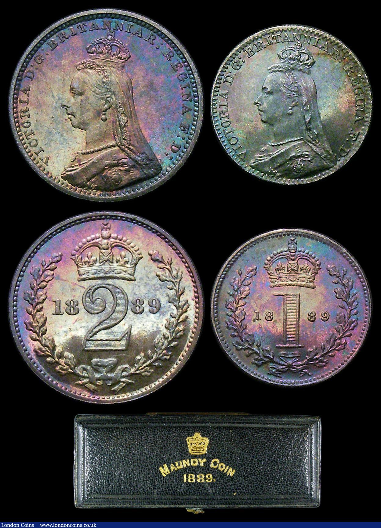 London Coins : A156 : Lot 2447 : Maundy Set 1889 ESC 2504 UNC and with a choice deep matching tone, come with a dated black 'Mau...