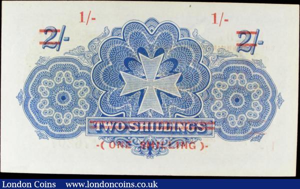 Malta Government 1 shilling on 2 shillings KGV Provisional issue 1940 (old date 1918) series A/1 76207, Pick15a, EF to GEF : World Banknotes : Auction 156 : Lot 260