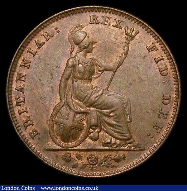 Farthing 1834 Incuse Line on shield, Reverse A, Peck 1470 GEF or better with traces of lustre and a couple of contact marks on the portrait : English Coins : Auction 156 : Lot 3228