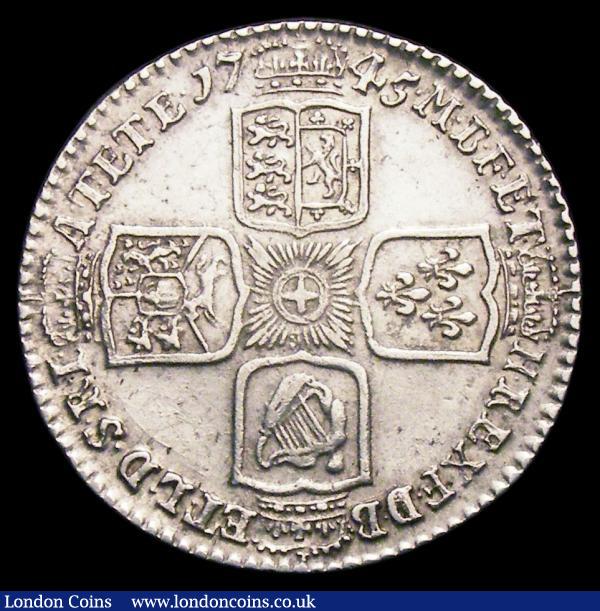 Shilling 1745 LIMA with traces of 5 over 3 VF : English Coins : Auction 156 : Lot 3416