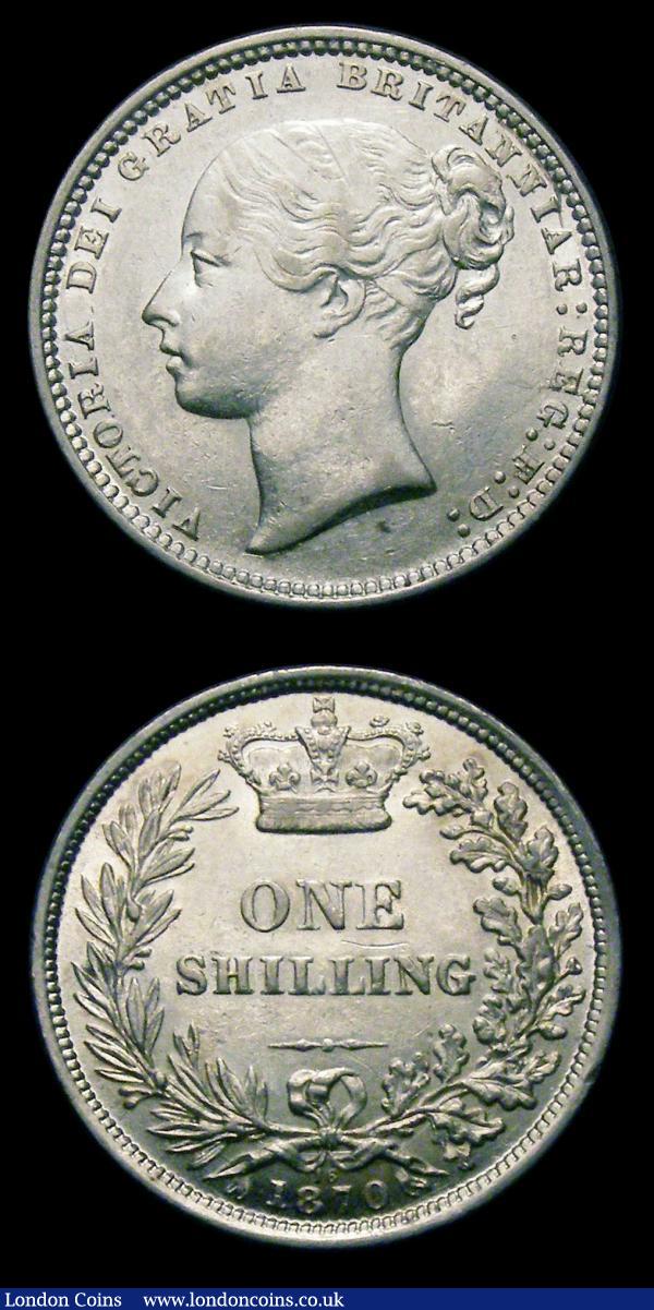 Shillings (2) 1869 ESC 1319 Die Number 12 NEF/EF, Rare, 1870 ESC 1320 Die Number 16 GVF/NEF Rare : English Coins : Auction 156 : Lot 3531
