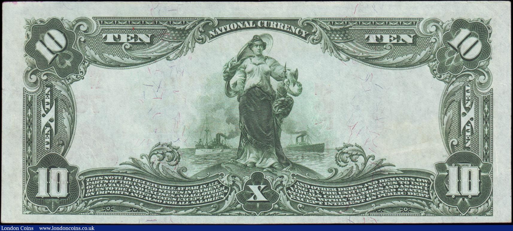 London Coins : A156 : Lot 413 : USA $10 National Currency dated 13th January 1905 series T369674, (Charter 754), The Fairfield Count...