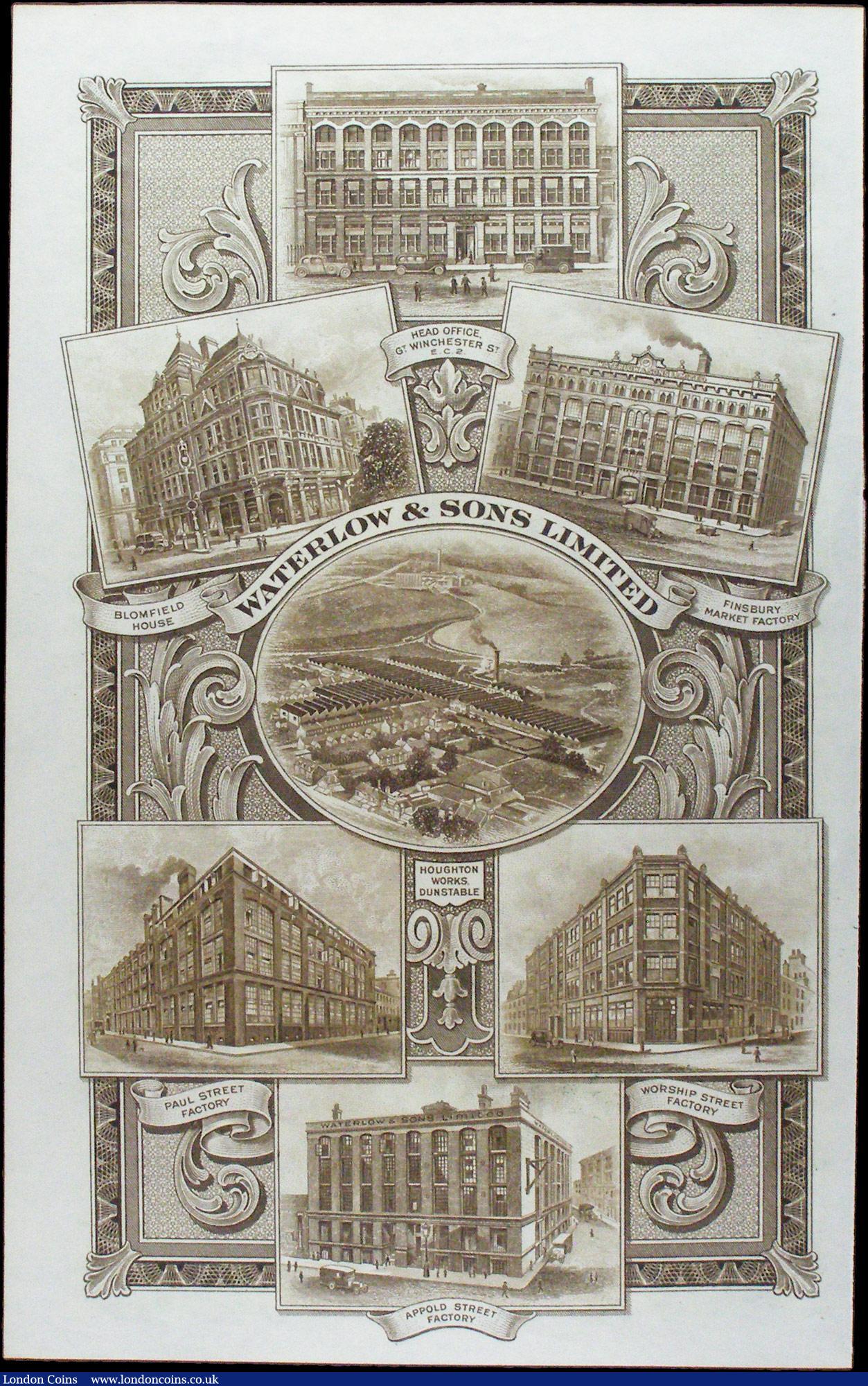 London Coins : A156 : Lot 60 : Waterlow & Sons Limited advertising/promotional note c.1930s, vertical format with a ship & ...