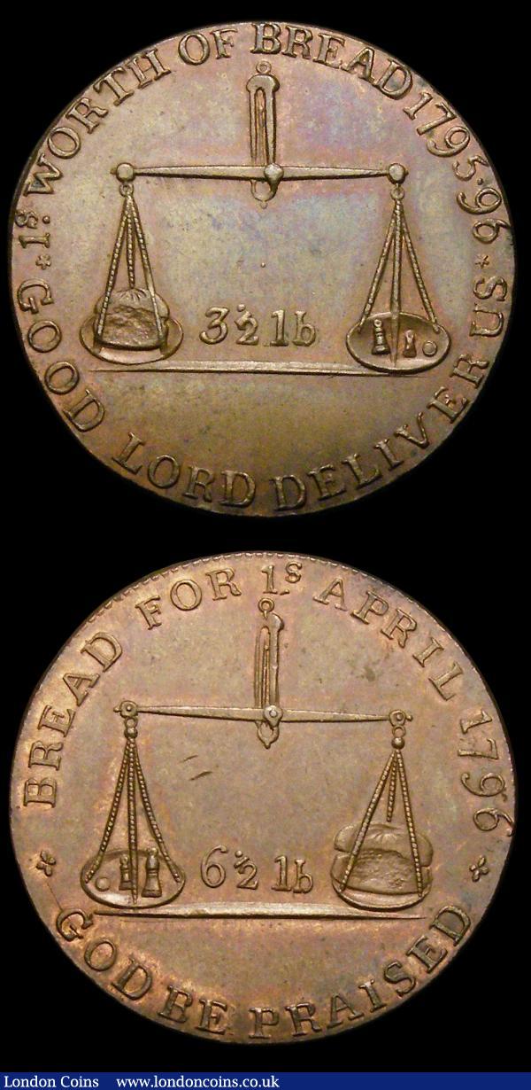 Halfpennies 18th Century Gloucestershire - Badminton (2) 1796 Scales/Scales with 6 1/2 lb. Reverse DH52 EF with traces of lustre, 1796 Scales with 3 1/2 lb./Scales with 6 1/2lb. DH55 EF : Tokens : Auction 156 : Lot 746