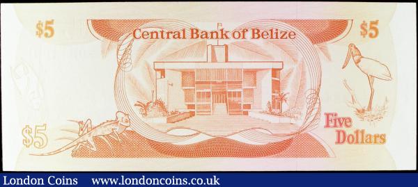 Belize Central Bank $5 dated 1st January 1989 first series J/5 038467, Pick47b, UNC : World Banknotes : Auction 156 : Lot 82