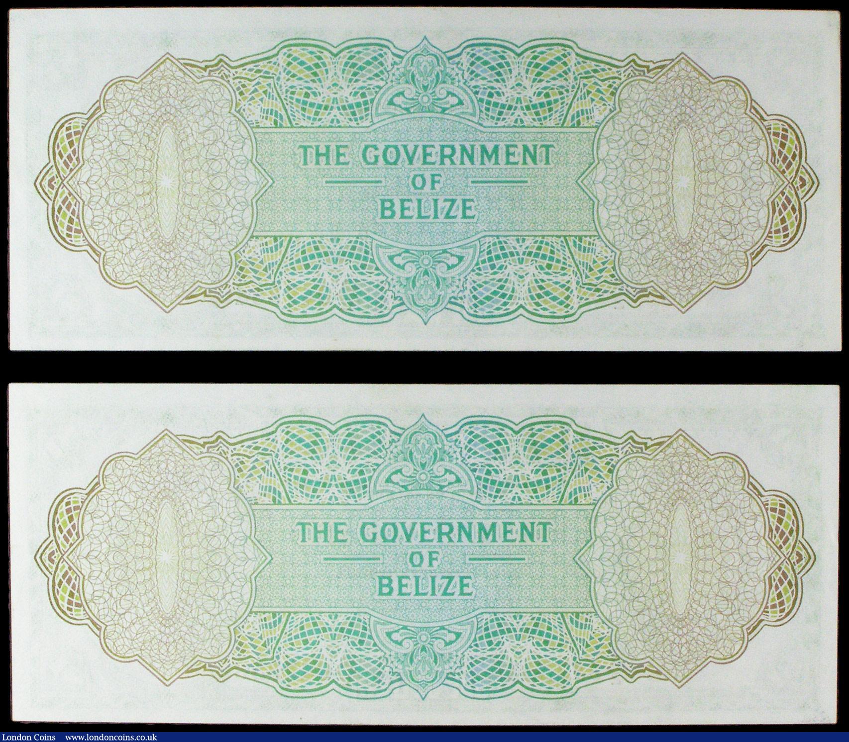 London Coins : A156 : Lot 83 : Belize Government $1 (2) both dated 1st January 1976 series A/2 947353 & A/2 947354, a consecuti...