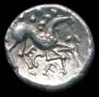 London Coins : A156 : Lot 1645 : Celtic.  Iceni.  Ar unit.  C, 10-43 AD.  Obv; Double crescents.  Rev; Horse right, ECE below.  V A 2...