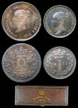 London Coins : A156 : Lot 2435 : Maundy Set 1877 ESC 2490 EF to A/UNC with matching colourful tone, the Fourpence and Penny with some...