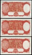 London Coins : A156 : Lot 75 : Australia Ten Shillings (3) Pick 25a Sheehan and McFarlane signature (1) Fine with a light stain on ...