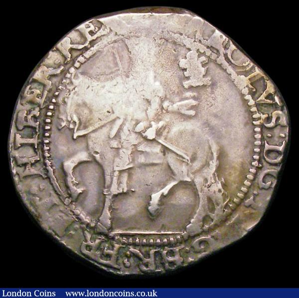 Halfcrown Charles I Oxford Mint 1642 Shrewsbury horseman with ground line, S.2951 mintmark Plume/- Fine or near so with some weaker areas and a scratch on the reverse : Hammered Coins : Auction 157 : Lot 1902