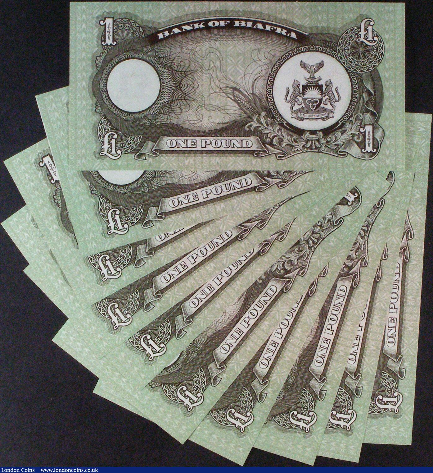 London Coins : A157 : Lot 117 : Biafra £1 issued 1968-69 (10) scarcer types all without serial numbers, Pick5b (cat. value $20...