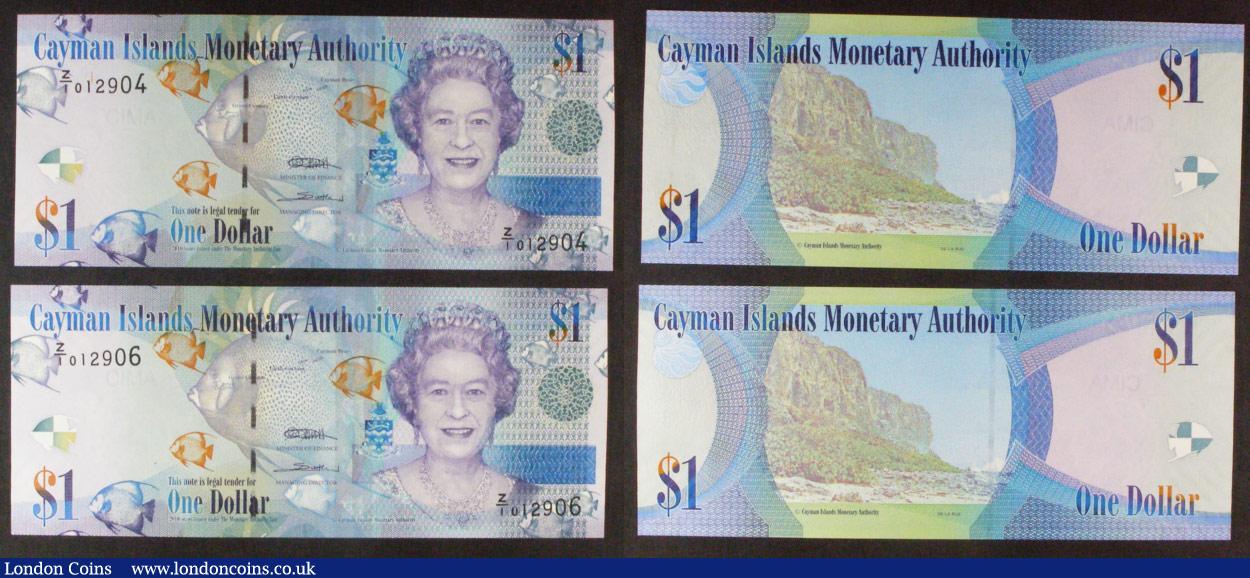 London Coins : A157 : Lot 120 : Cayman Islands $1 replacements (5) QE2 portrait, issued 2010, all Z/1 series, includes a consecutive...